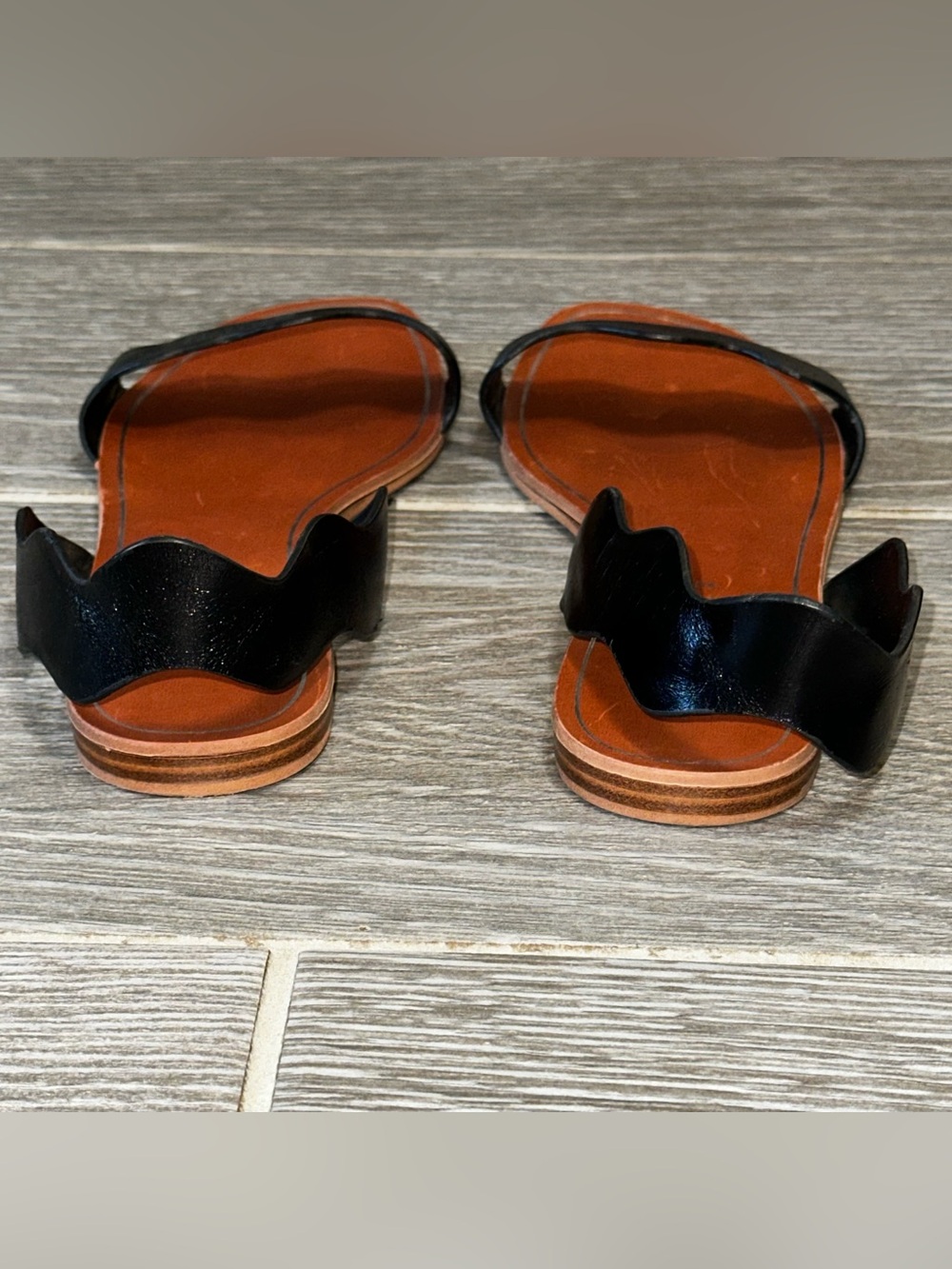 Zara Basic Collection Black Scalloped Slingback Women’s 40 (9 US) Flat Sandals - Picture 8 of 10